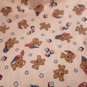 1-3/4+ Yards Pink Teddy Bear Flag Flannel 43in No Pre Wash Fj
